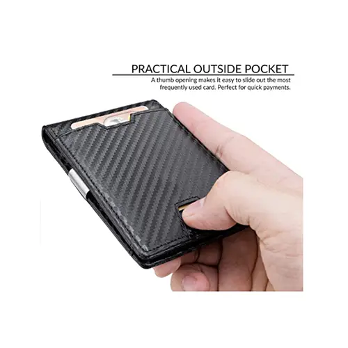 Slim and Durable Carbon Fiber Wallet with Money Clip